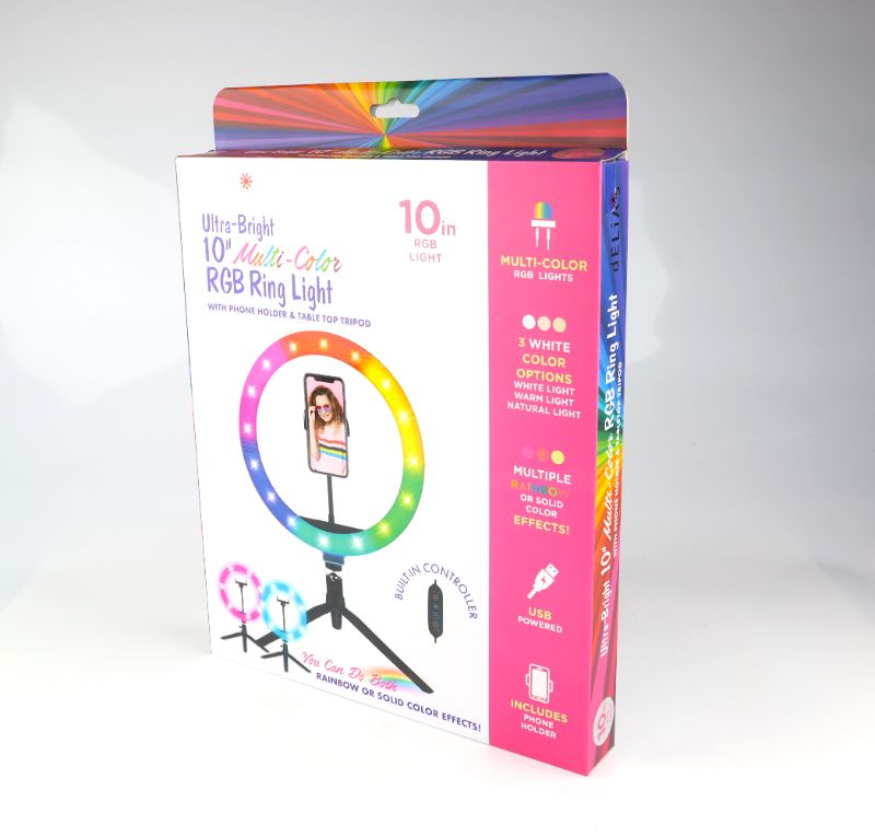 Photo 1 of MULTI COLOR 10 INCH LED RING LIGHT WITH PHONE HOLDER AND TABLE TRIPOD NEW $ 79.99