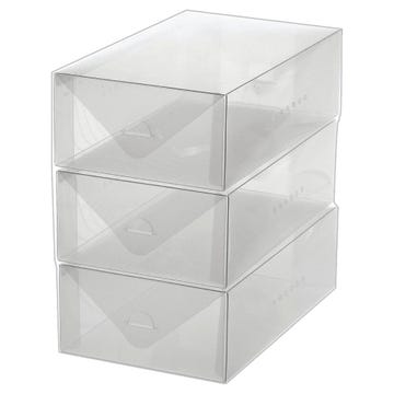 Photo 1 of 3 PACKS CLEAR STACKABLE SHOE BOX STORAGE WITH HANDLES FITS ANYWHERE 12.79L x 12.79W x 8.66H NEW
19.99
