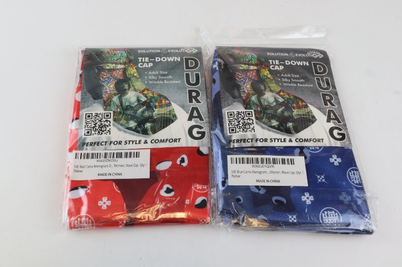 Photo 1 of 2 PACK RED CAMO AND BLUE CAMO  SATIN DURAG LIGHTWEIGHT 41” LONG 3” WIDE NEW $ 35.98