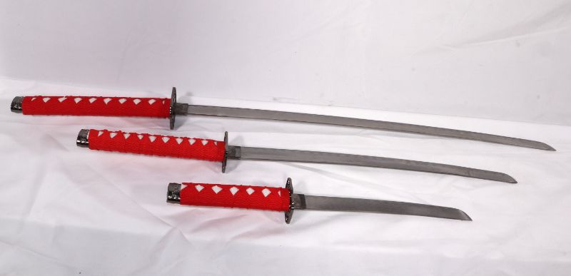 Photo 2 of 3 SET RED KATANA SET SIZES LARGE 39INCH MEDIUM 30INCH SMALL 21INCH NEW