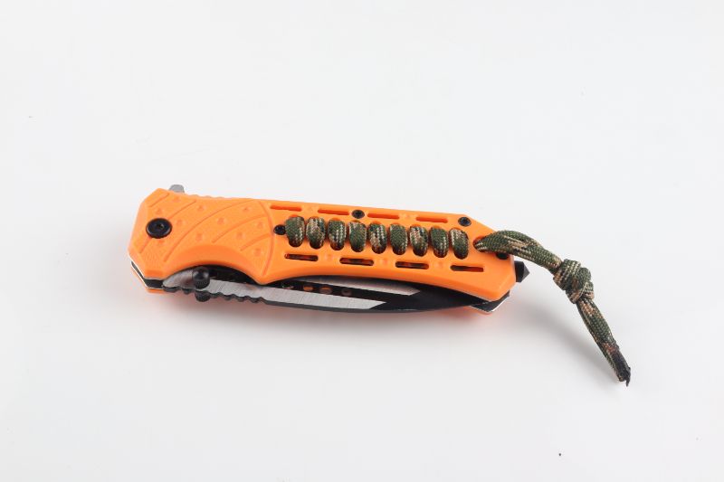 Photo 1 of ORANGE TACTICAL POCKET KNIE WITH PARACORD NEW 