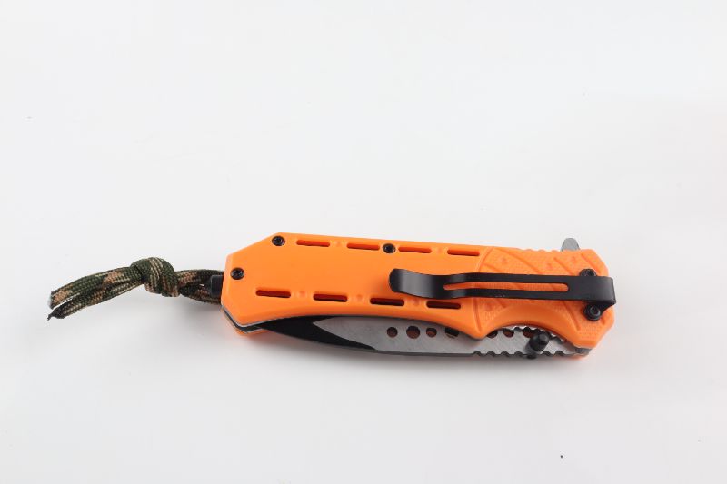 Photo 3 of ORANGE TACTICAL POCKET KNIE WITH PARACORD NEW 