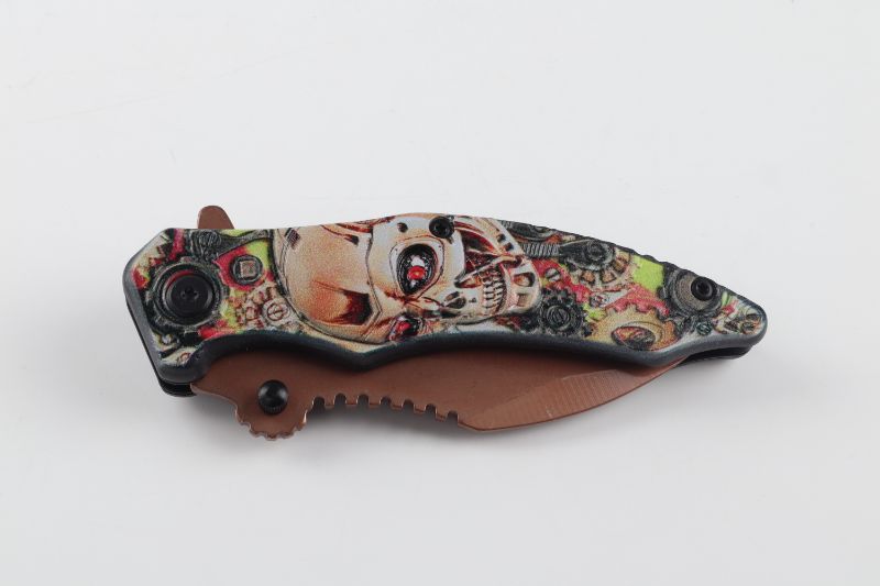 Photo 2 of MECHANICAL SKULL BRONZE POCKET KNIFE NEW