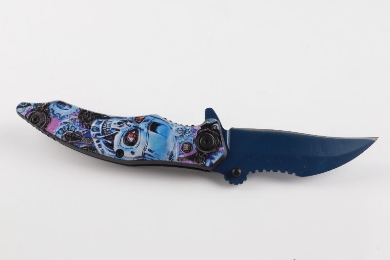 Photo 1 of MECHANICAL SKULL BLUE POCKET KNIFE NEW