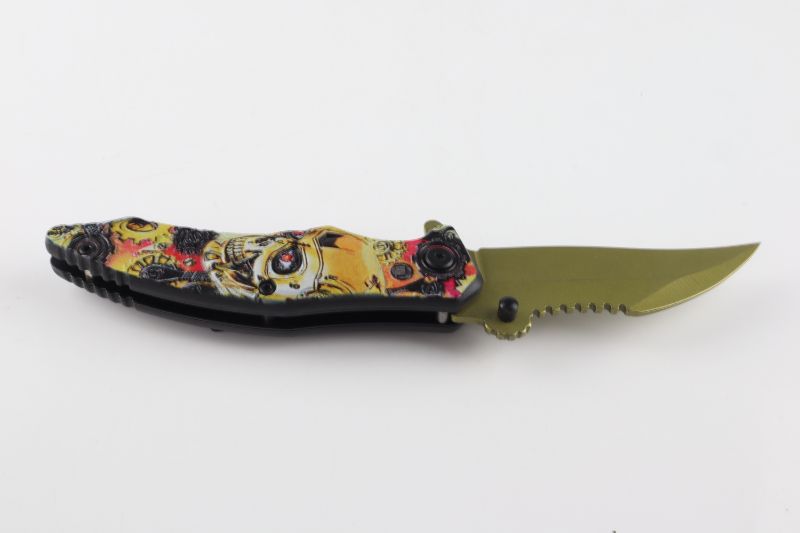 Photo 1 of MECHANICAL SKULL GOLD POCKET KNIFE NEW