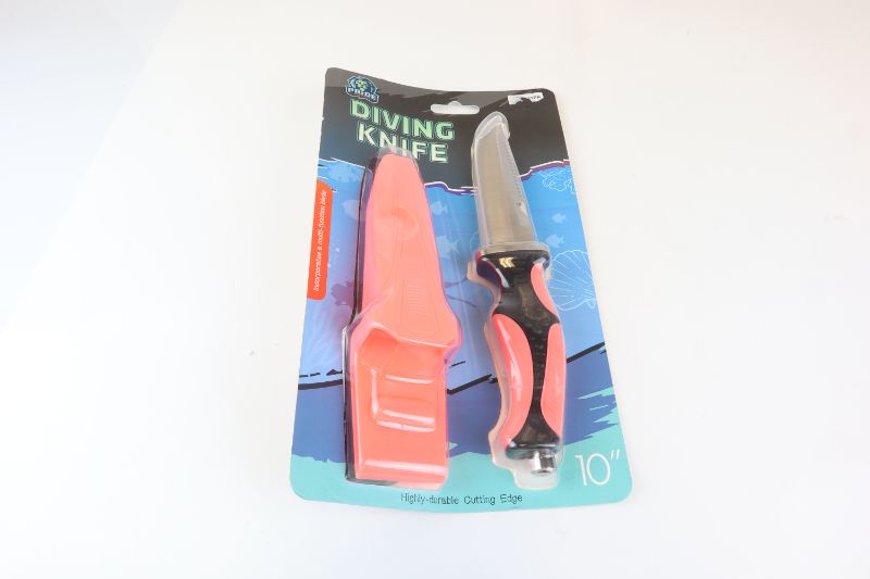 Photo 1 of ORANGE DIVING KNIFE WITH CASE THAT CLIPS TO WAISTLINE NEW 