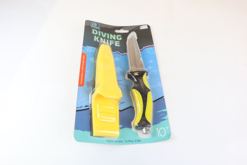 Photo 1 of YELLOW DIVING KNIFE WITH CASE THAT CLIPS TO WAISTLINE NEW 