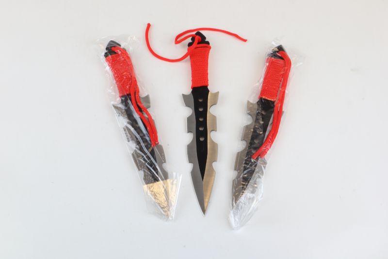 Photo 1 of 3 SET RED THROWING KNIVES 7 AND A HALF INCHES NEW 
