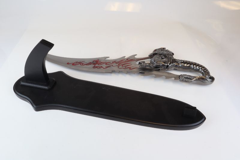 Photo 3 of 21 INCH FIRE BREATHING DRAGON DAGGER WITH BLACK WOODEN DISPLAY STAND KNIFE IS SHARP NEW 