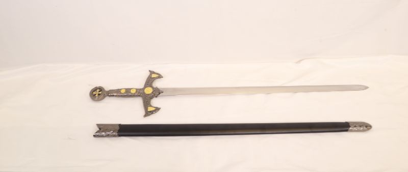 Photo 1 of STAINLESS STEEL SWORD WITH GOLD CROSS EMBLEM 40 INCHES NEW 
