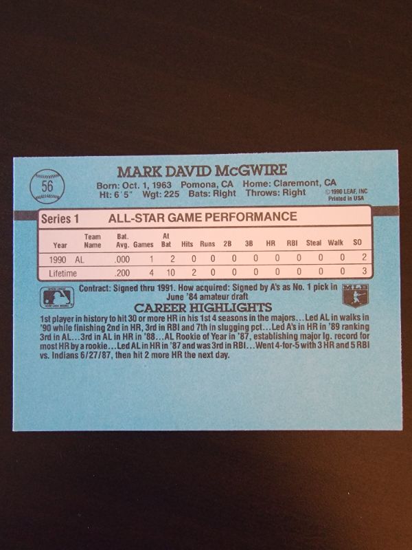 Photo 2 of 1990 MARK MCGUIRE DONRUSS EXCELLENT CONDITION 