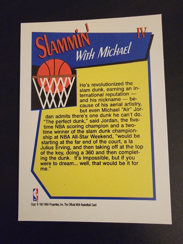 Photo 2 of 1991 MICHAEL JORDAN SLAM DUNK CHAMPION NBA HOOPS CARD EXCELLENT CONDITION 