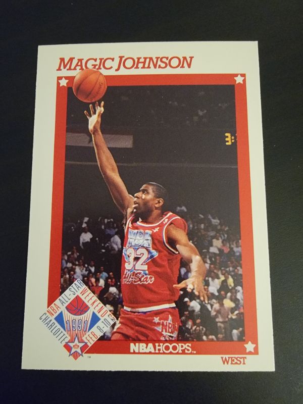 Photo 1 of 1991 MAGIC JOHNSON NBA HOOPS CARD EXCELLENT CONDITION 