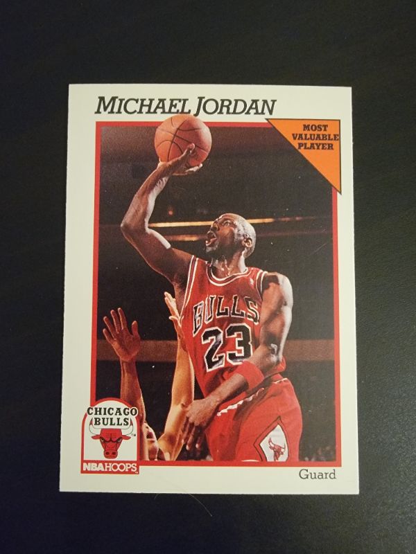 Photo 1 of 1991 MICHAEL JORDAN NBA MVP HOOPS CARD EXCELLENT CONDITION 