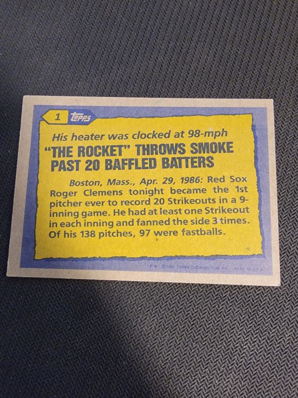 Photo 2 of 1987 ROGER CLEMENS RECORD BREAKER EXCELLENT CONDITION