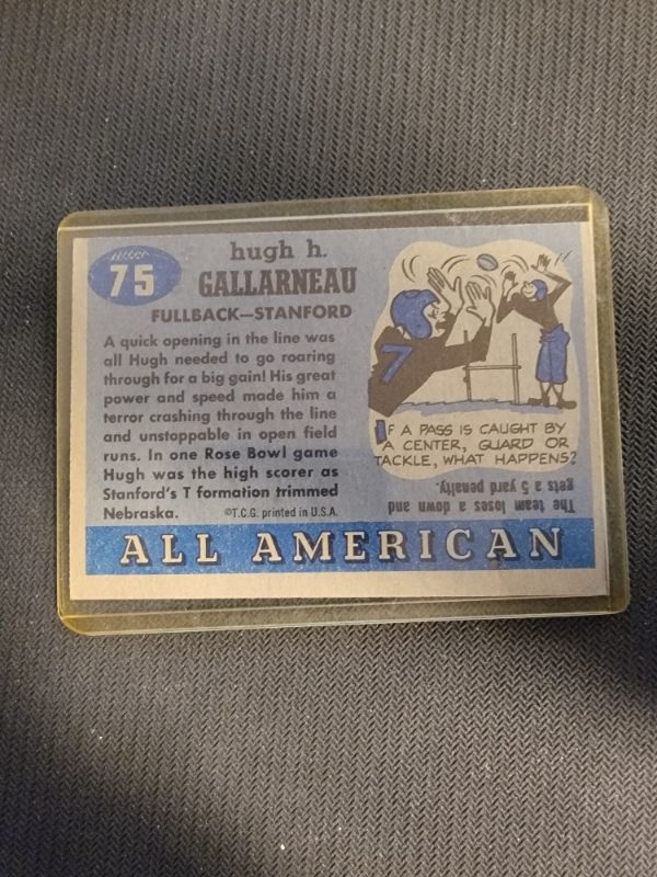 Photo 2 of 1955 HUGH GALLARNEAU TOPPS CARD VERY GOOD CONDITION
