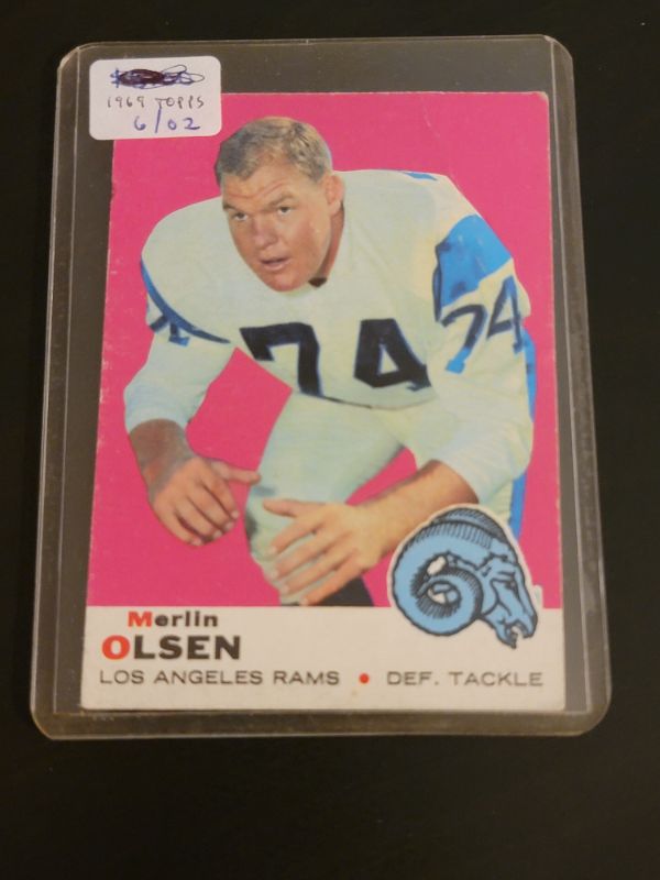 Photo 1 of 1969 MERLIN OLSEN TOPPS CARD GOOD CONDITION 