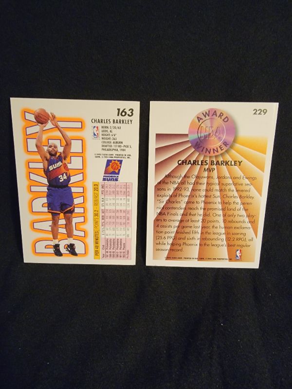 Photo 2 of (2) CHARLES BARKLEY FLEER 93-94 CARDS LIKE NEW