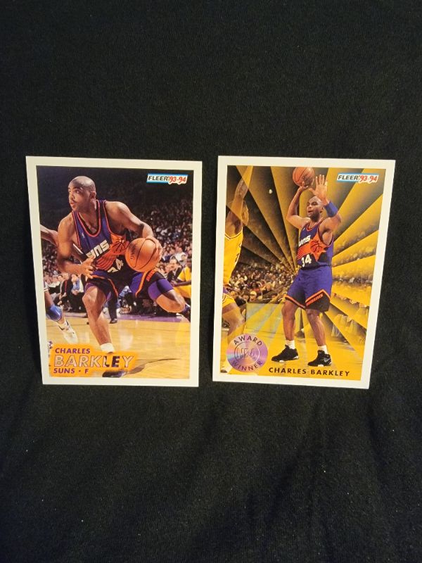 Photo 1 of (2) CHARLES BARKLEY FLEER 93-94 CARDS LIKE NEW