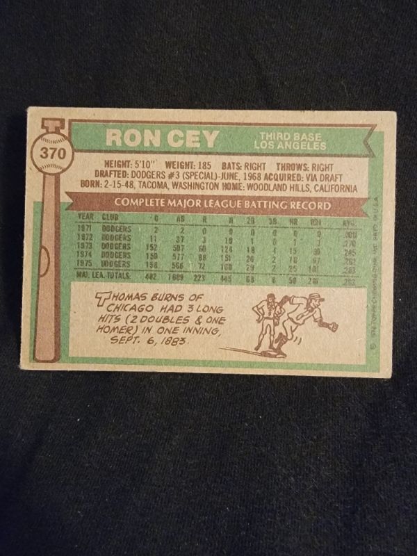 Photo 2 of 1976 RON CEY TOPPS CARD GREAT CONDITION 