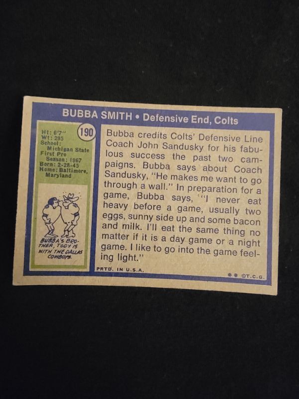 Photo 2 of 1972 BUBBA SMITH TOPPS CARD