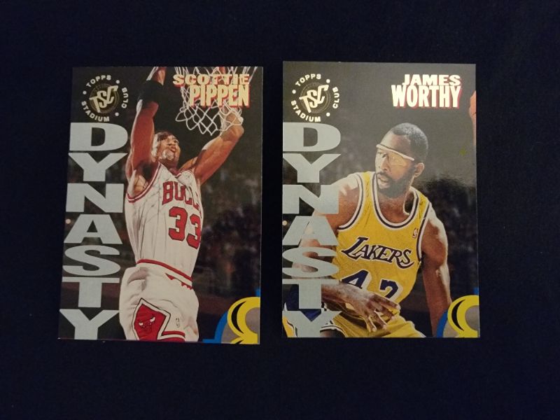 Photo 1 of 1994 JAMES WORTHY & SCOTTIE PIPPEN TOPPS STADIUM CLUB CARDS DYNASTY