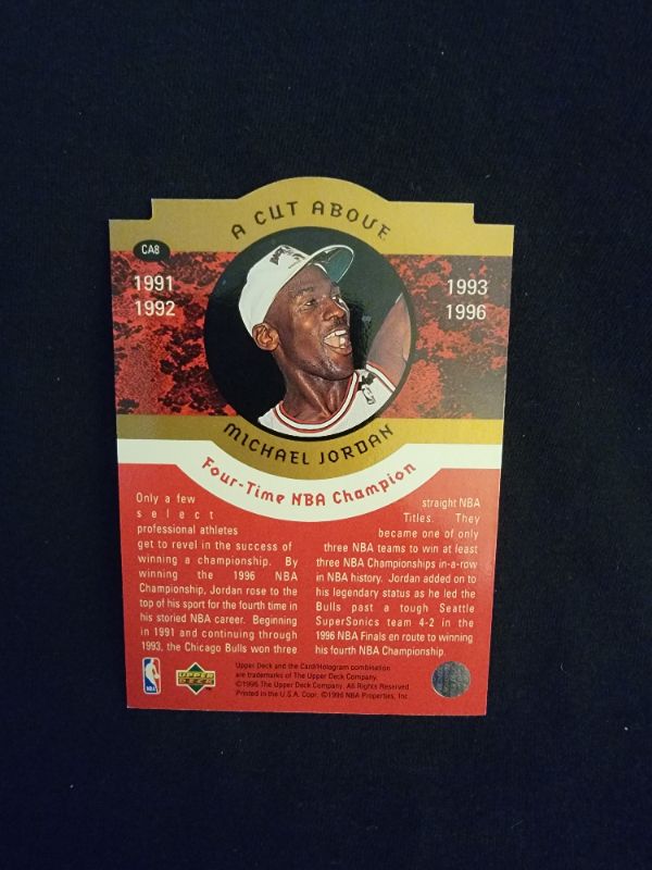 Photo 3 of 1996 MICHAEL JORDAN A CUT ABOVE 4 TIME CHAMPION CARD