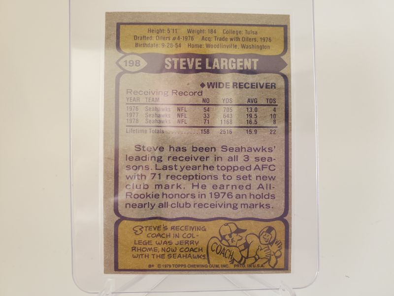 Photo 2 of 1979 STEVE LARGENT CARD!!
WHAT A GREAT CARD FOR THE SENATOR AND HALL OF FAMER