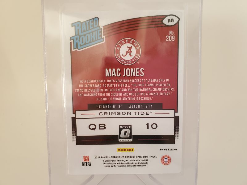 Photo 2 of 2021 DONRUSS OPTIC MAC JONES!!
THIS IS THE ONLY ONE OUT ON THE MARKET SO GET IT BEFORE HE BECOMES ANOTHER GOAT!!