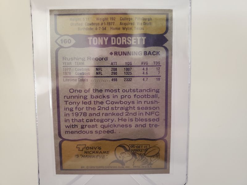 Photo 2 of 1979 TONY DORSETT 2nd YEAR CARD!!!
HERE IS A SHARP CARD THAT IS VERY UNDERVALUED!!