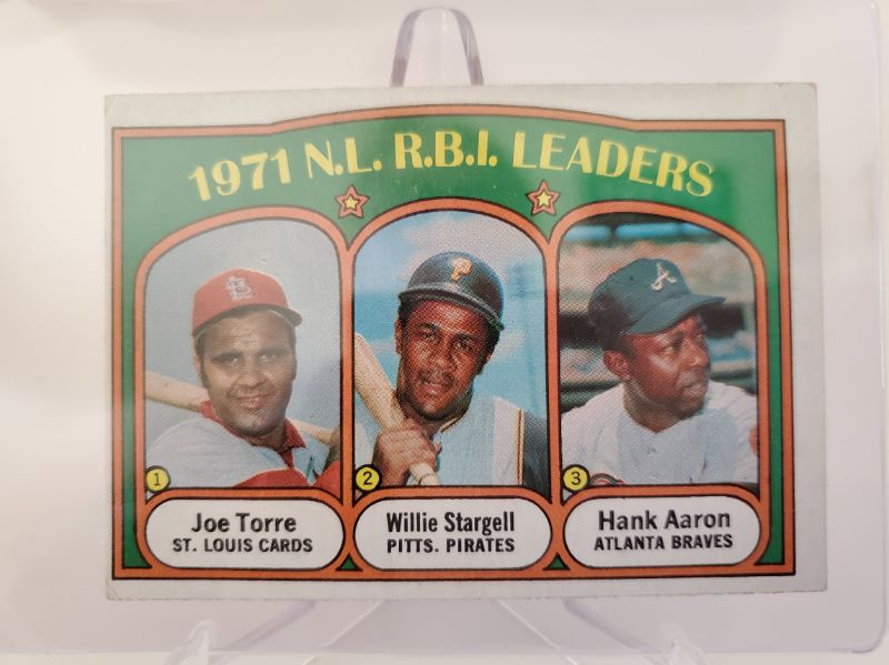 Photo 1 of 1972 HANK AARON/STARGELL/TORRE CARD!!
3 HALL OF FAMERS ON ONE CARD!!!