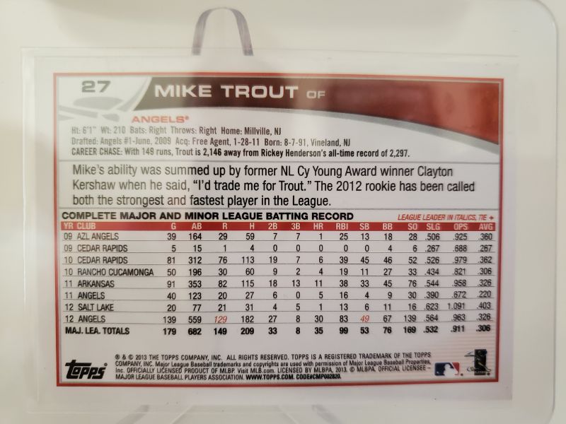 Photo 2 of 2013 TOPPS MIKE TROUT ALL STAR ROOKIE CARD!!
WHAT MORE CAN I SAY