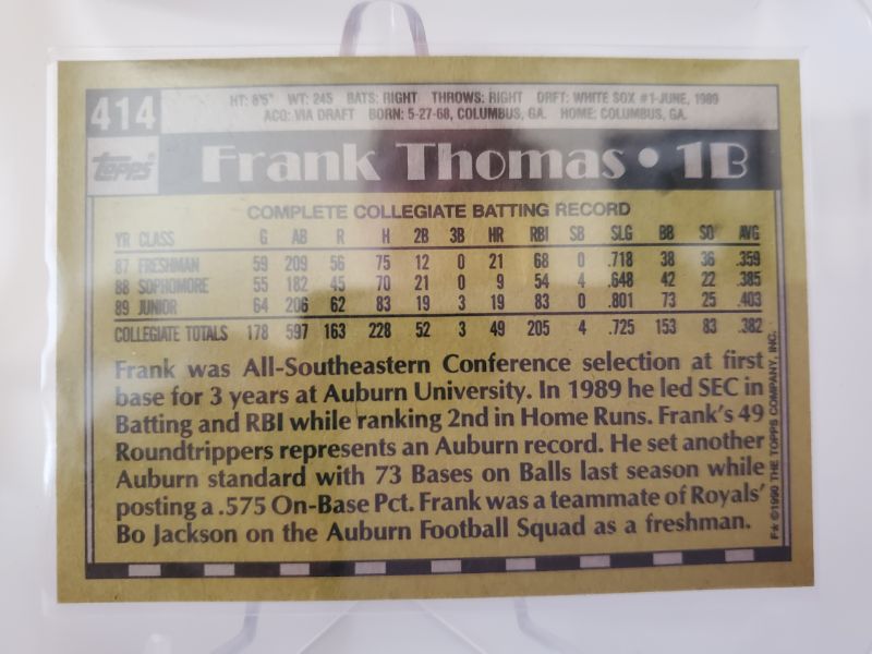 Photo 2 of 1990 FRANK THOMAS ROOKIE!!
THE BIG HURT!!