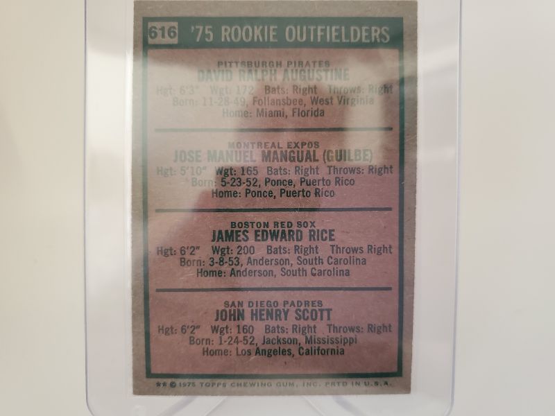 Photo 2 of 1975 TOPPS JIM RICE ROOKIE!!
