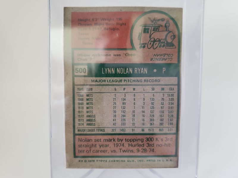 Photo 2 of 1975 TOPPS NOLAN RYAN
THIS CARD DOES HAVE A WARP, IT IS A GOOD FILLER CARD FOR A SET.