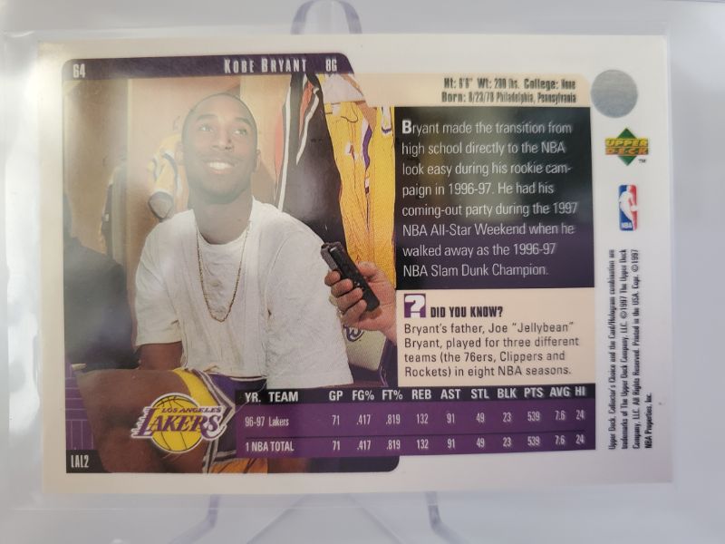 Photo 2 of 1997 UPPER DECK KOBE BRYANT COLLECTORS CHOICE