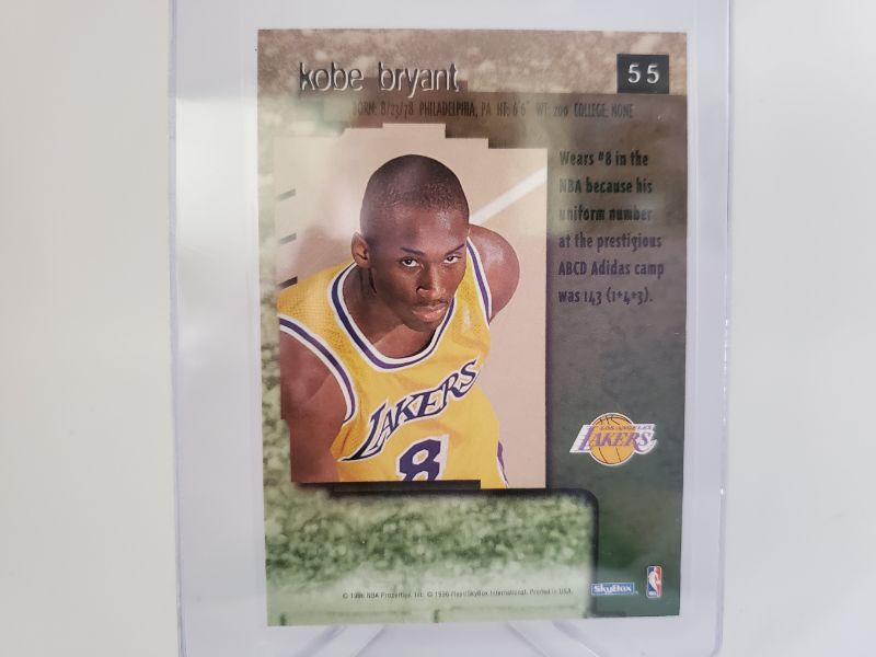 Photo 2 of 1996 SKYBOX PREMIUM KOBE BRYANT ROOKIE!!!
WOW, LOOK AT THIS ONE IT'S IMMACULATE!!
PSA 10 VERSIONS GO FOR 1K    GET THIS ONE GRADED!!