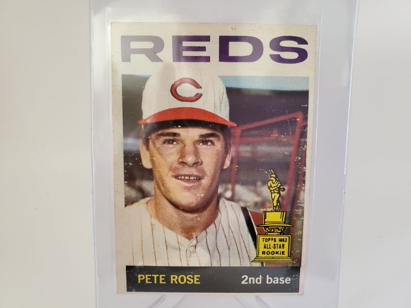 Photo 1 of 1964 TOPPS PETE ROSE ALL STAR ROOKIE CARD!!
THIS IS THE HITS KING AND THIS CARD IN GOOD CONDITION SELLS FOR 500+