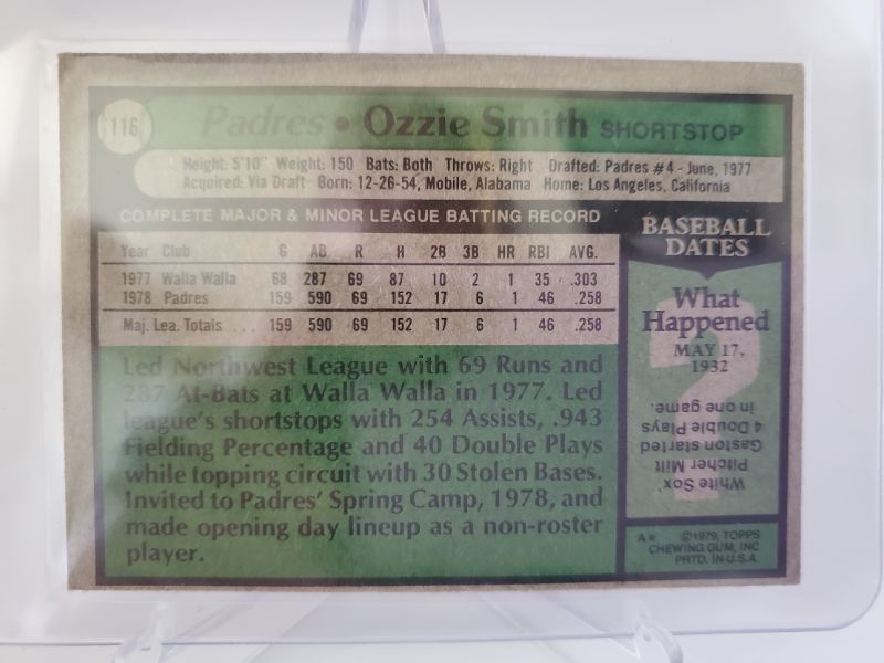 Photo 2 of 1979 TOPPS OZZIE SMITH ROOKIE!!
THE WIZARD OF OZ FOR A GREAT PRICE HERE!!