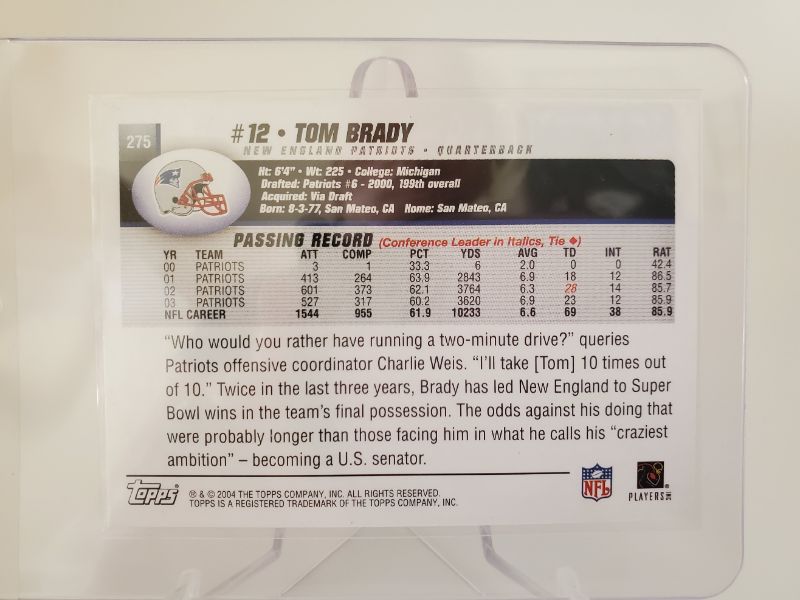 Photo 2 of 2004 TOPPS TOM BRADY!!!
WOW AN EARLY BRADY THAT IS IMMACULATE!!!  WOW O WOW