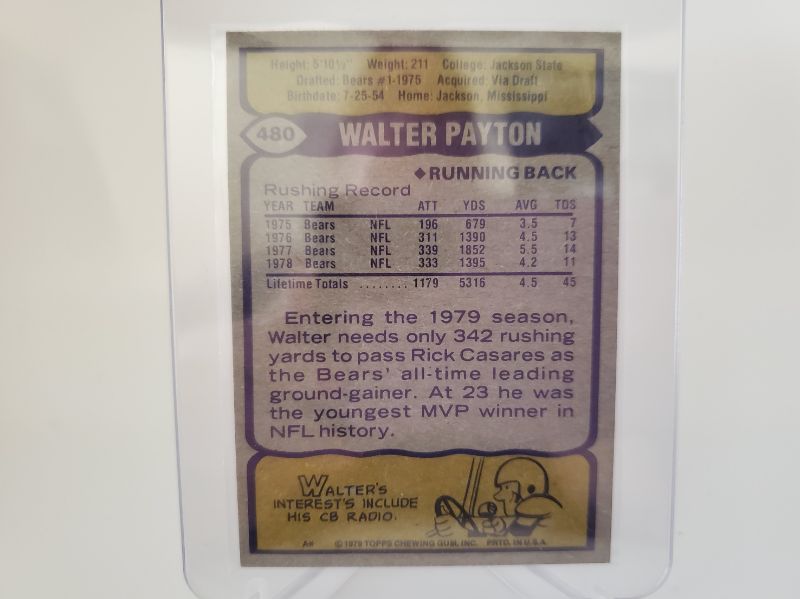 Photo 2 of 1979 WALTER PAYTON!! 
SWEET CARD HERE!!
