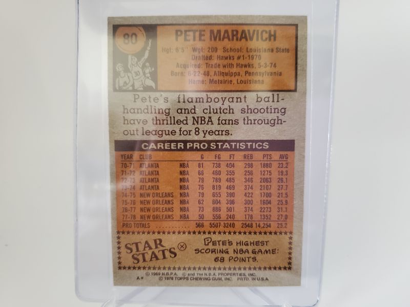 Photo 2 of 1978 TOPPS "PISTOL" PETE MARAVICH!!
PETE AT HIS BEST IN A GREAT CARD