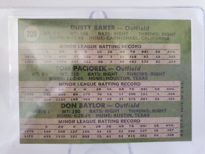 Photo 2 of 1971 TOPPS DUSTY BAKER/DON BAYLOR ROOKIE CARD!!
THE WORLD SERIES COACH IN AN IMPOSSIBLE TO FIND IN GREAT SHAPE CARD!!