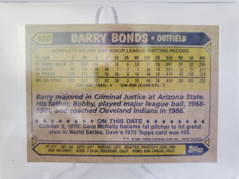 Photo 2 of 1987 TOPPS BARRY BONDS UNCORRECTED ERROR CARD!!
GET THIS CARD GRADED IT IS THAT NICE!!