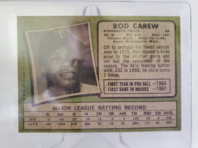 Photo 2 of 1971 TOPPS ROD CAREW!!
NICE CARD HERE!!