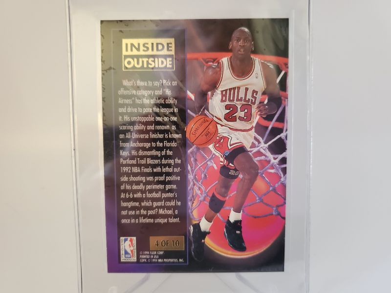 Photo 2 of 1993 ULTRA MICHAEL JORDAN INSIDE/OUTSIDE INSERT CARD!!
THIS IS A SHARP CARD THAT SELLS FOR 3 DIGITS MINT!! LOOK AT THE PICS THEY DONT LIE