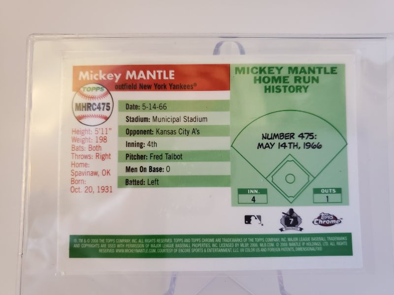 Photo 2 of 2008 TOPPS CHROME MICKEY MANTLE
THESE CARDS ARE REALLY TOUGH TO FIND THIS NICE!!