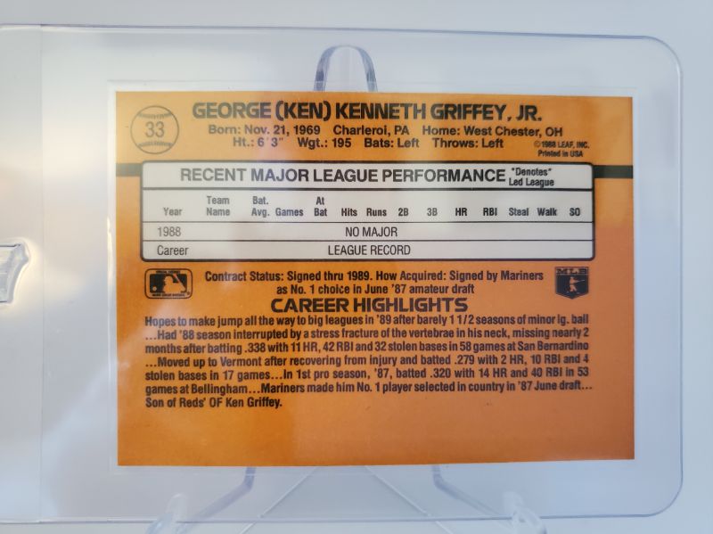 Photo 2 of 1989 DONRUSS KEN GRIFFEY JR ROOKIE!!
BEYOND SHARD AND IT IS EXTREMELY NICE
