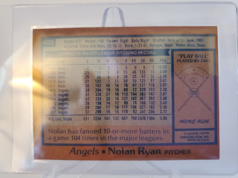 Photo 2 of 1978 TOPPS NOLAN RYAN
NICE CARD AND TOUGH TO FIND!!