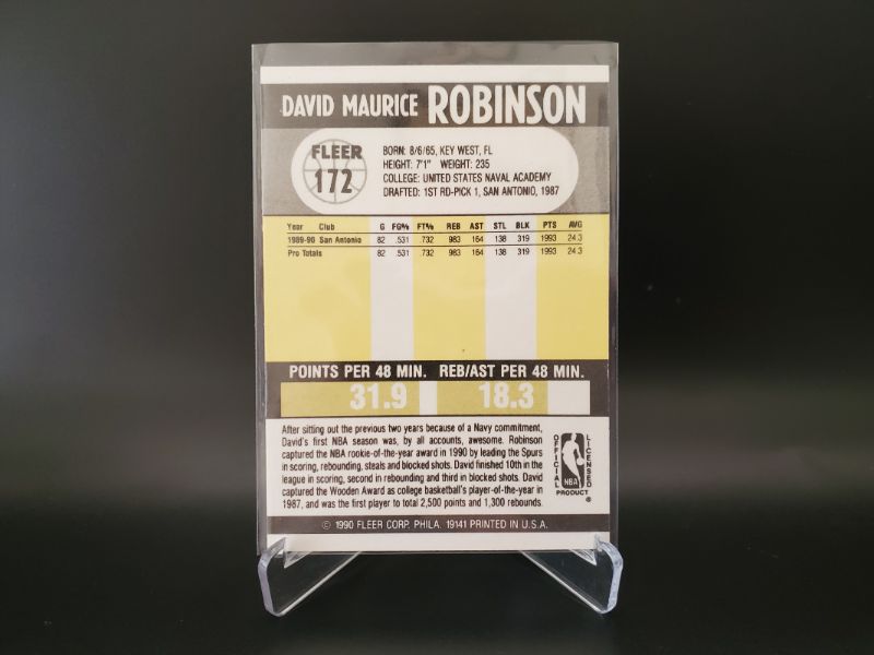 Photo 2 of 1990 FLEER DAVID ROBINSON ROOKIE
VERY VERY SHARP CARD HERE!! CENTERED AND SHARP CORNERS!!